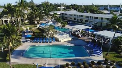 birdseye view of back of hotel
