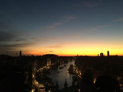 Eagle view of the city in the evening near Hotel Bisanzio