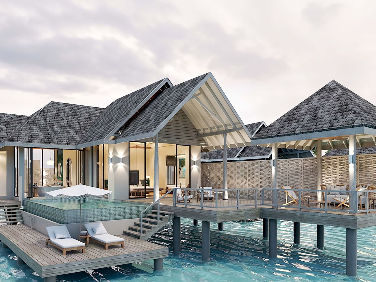 Exterior view of Deluxe Water Pool Villas in Ananea Madivaru Maldives