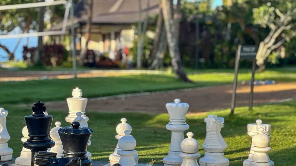 Chess board setup outdoors at The Naviti Resort Korolevu Fiji.