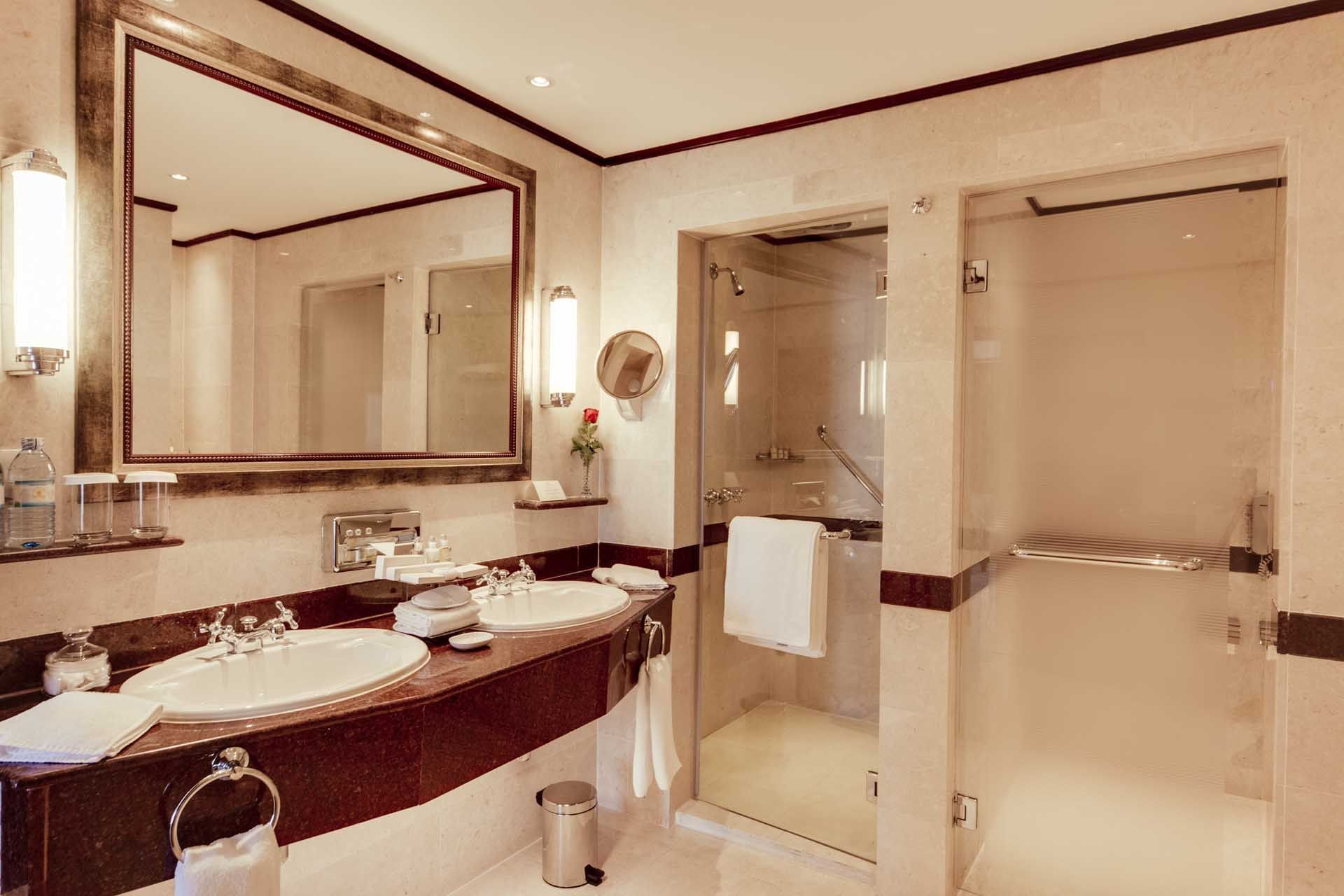 Bathroom vanity in Businessman Suite at Kampala Serena Hotel