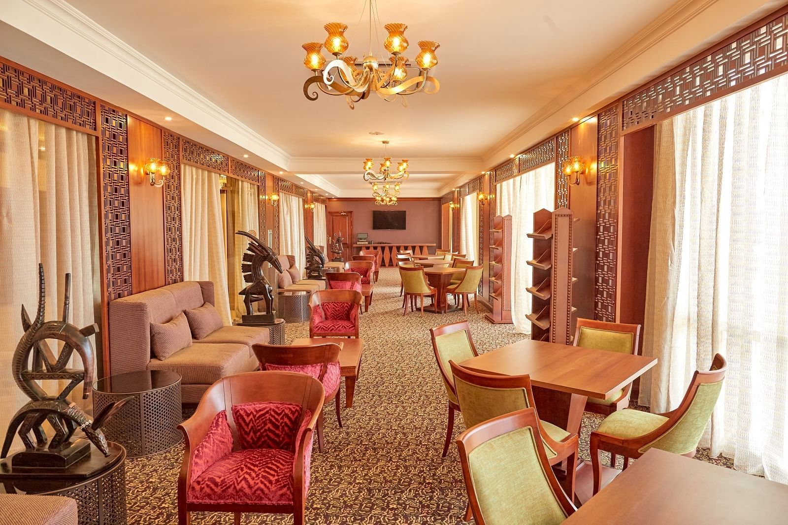 Dining area in Bambara Lounge Restaurant at Goma Serena Hotel