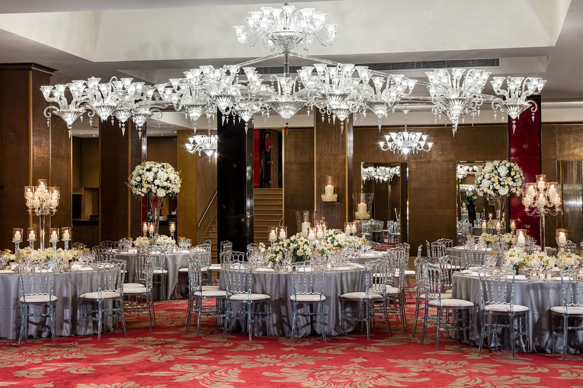 Wedding Setup in the Crystal Room at the May Fair Hotel London, Edawrdian Hotels Group