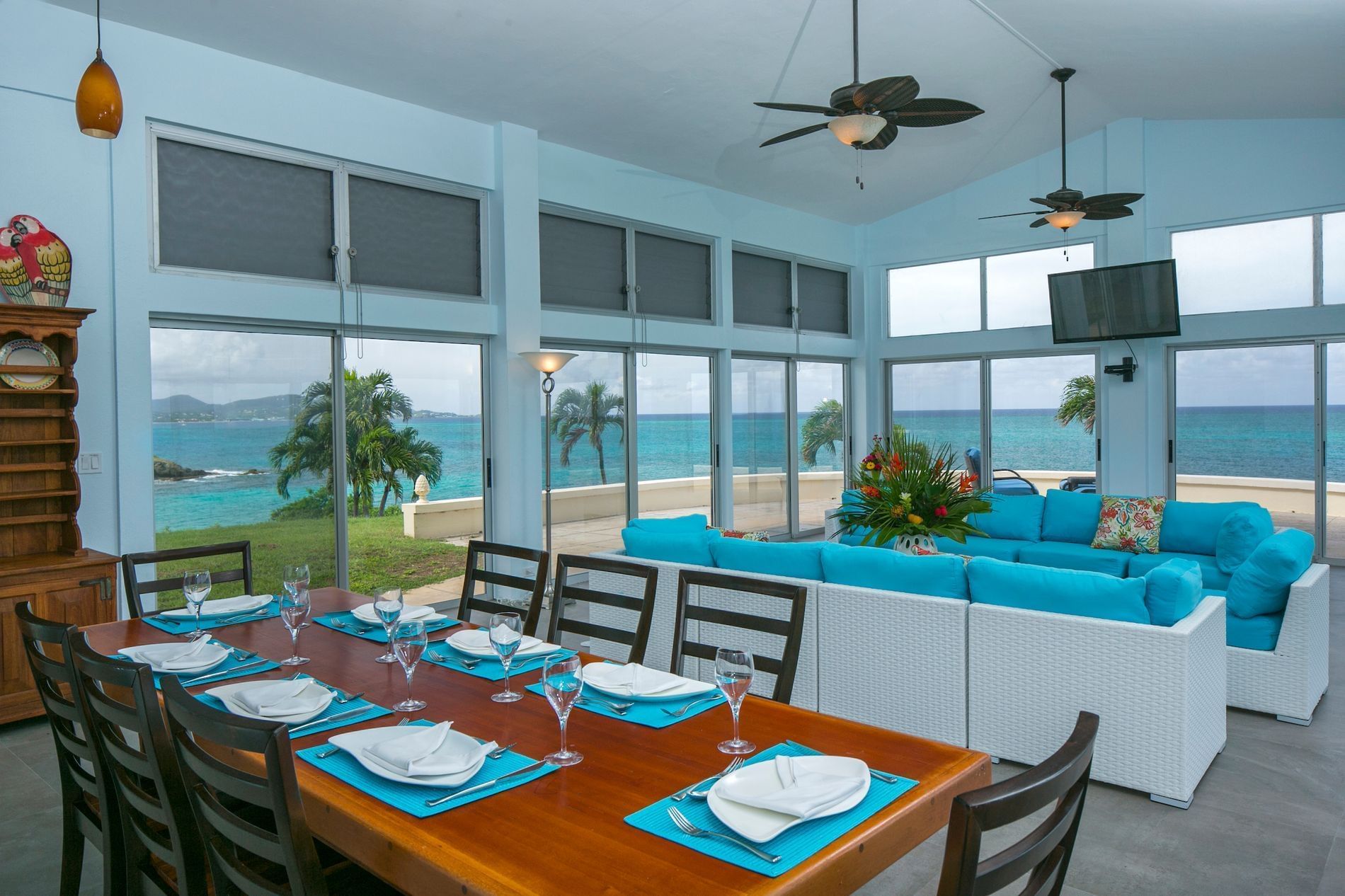 The dining area of Beach House at Buccaneer Hotel