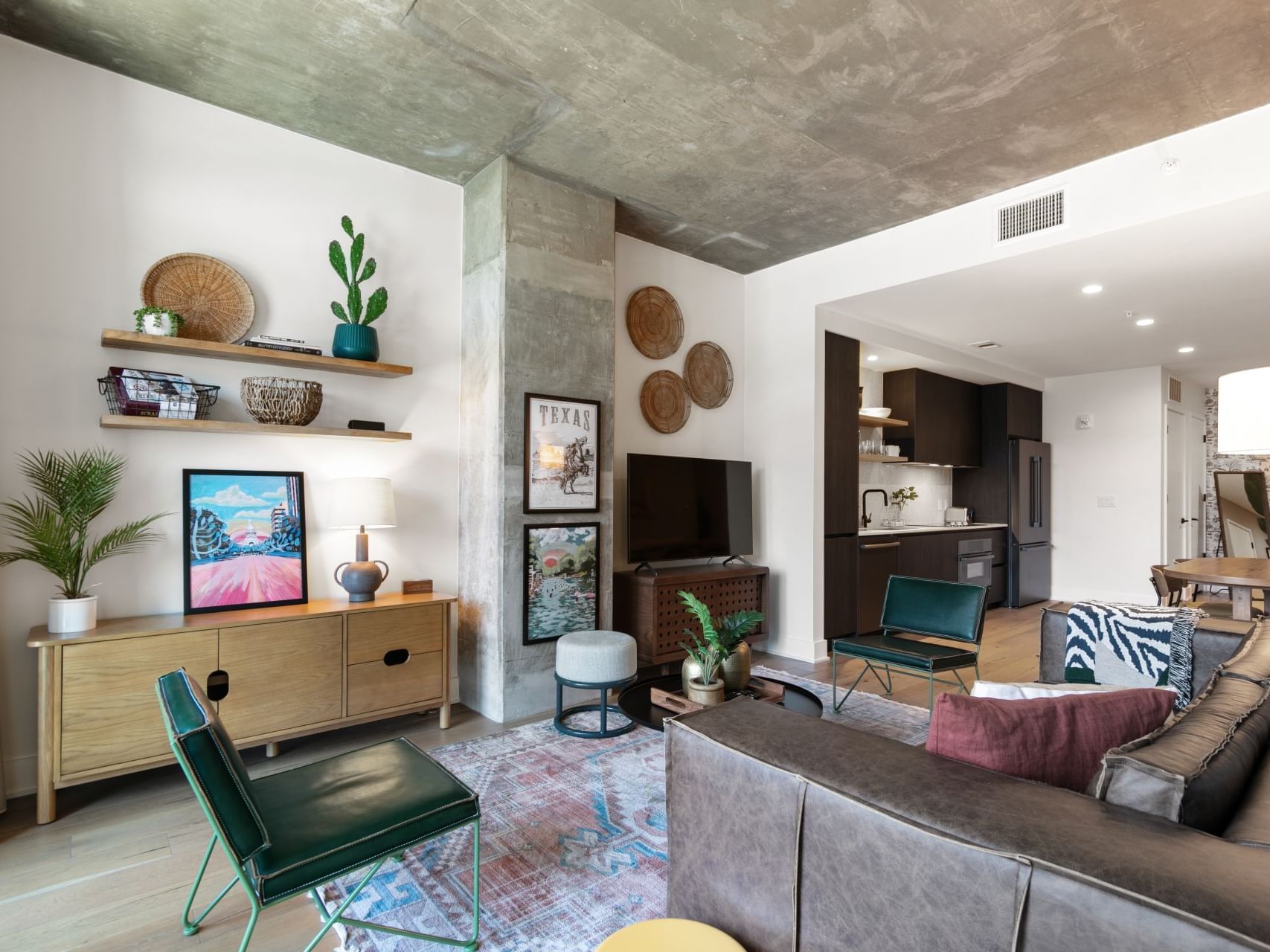 Living Room in Lux Longhorn Chic at Austin Condo Hotel