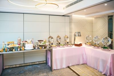 A buffet of fun, kid-friendly foods and treats entices the young partygoers at the Park Hotel Hong Kong