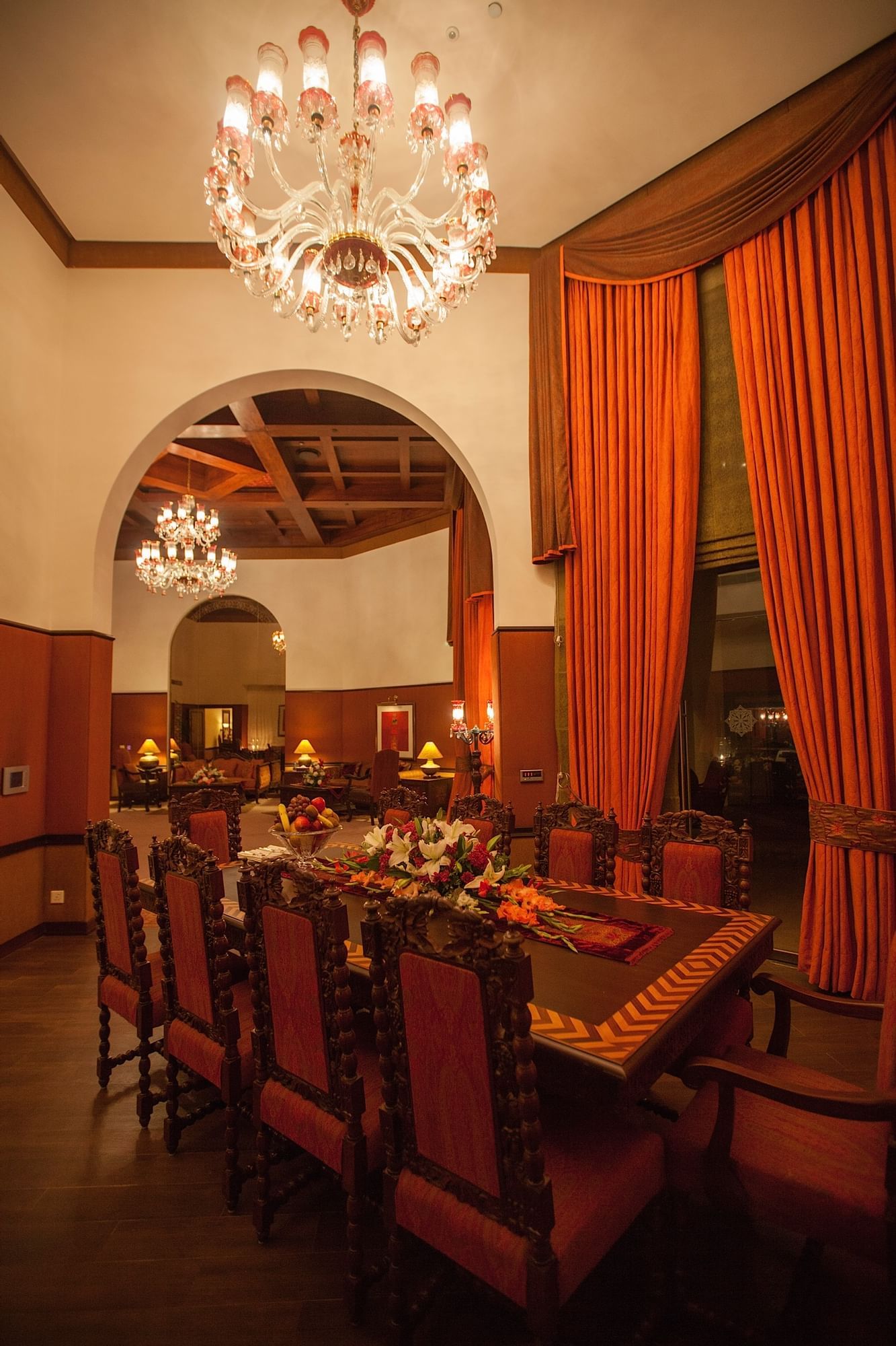 A Table setup in an event room at Islamabad Serena Hotel
