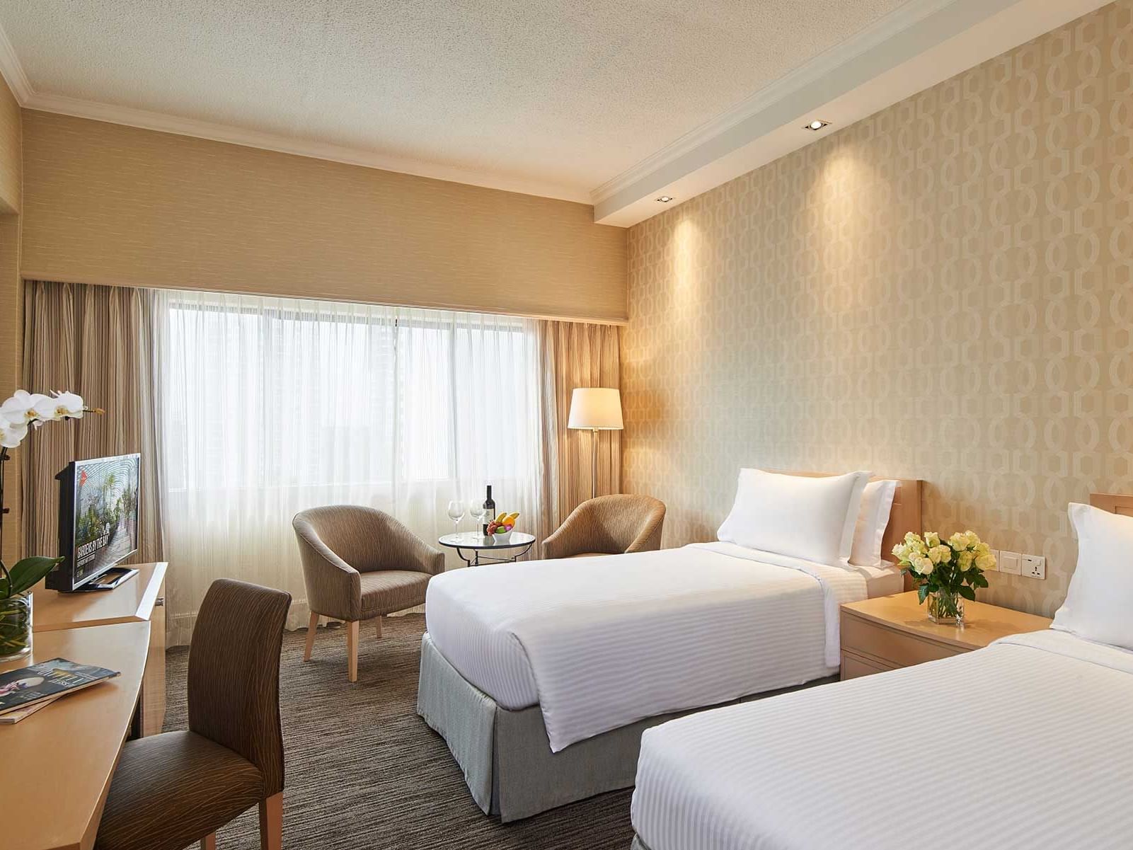 Beds & furniture in Superior Twin Room at York Hotel Singapore