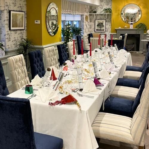 Laura Ashley Tea Room dressed for private dining event at Villiers Hotel in Buckinghamshire