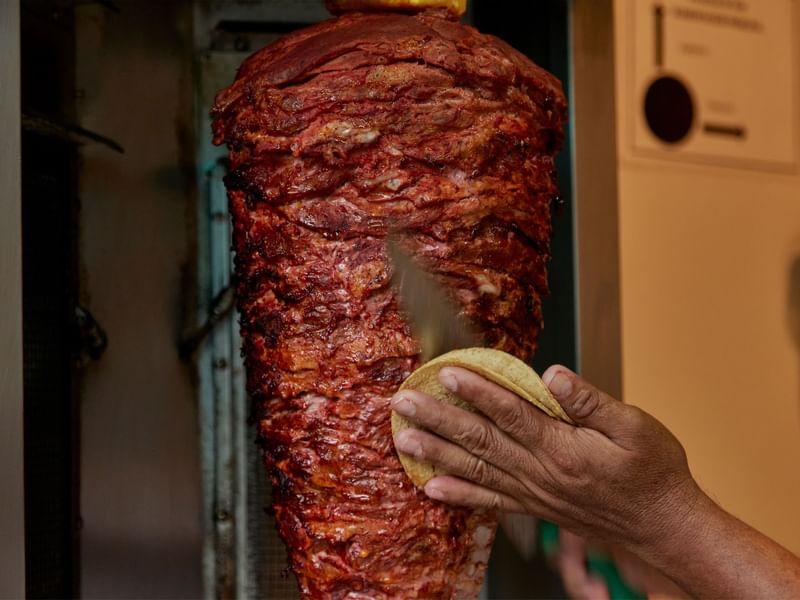 Al pastor meat grill at Fiesta Americana