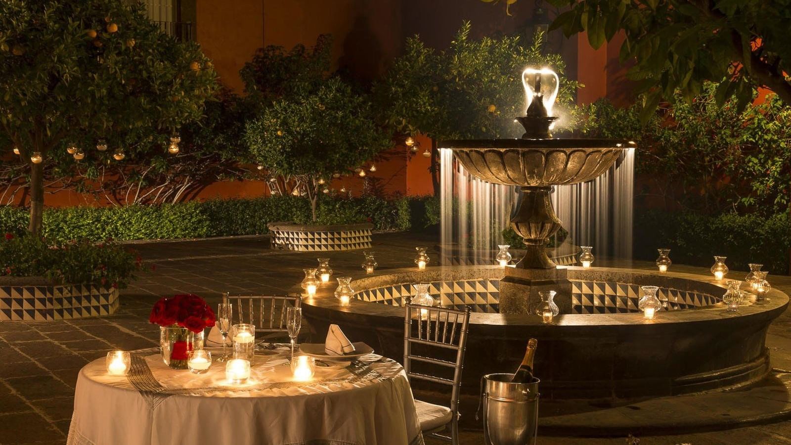 A candlelight dinner setup at FA Hacienda Galindo Resort & Spa