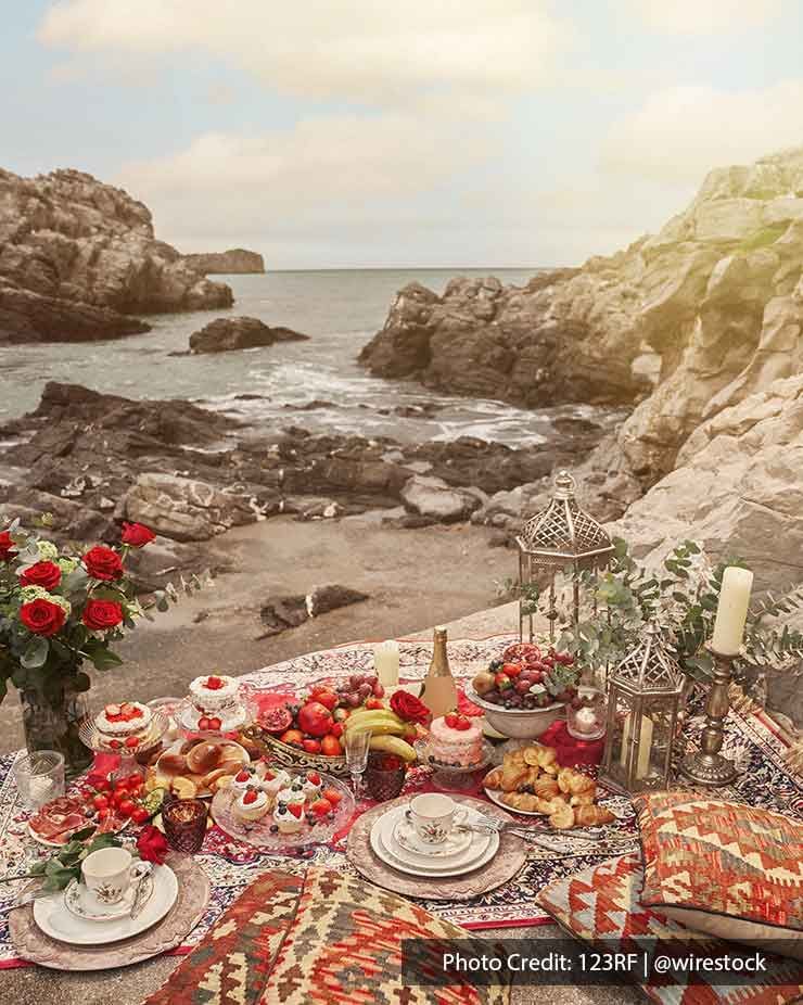 beach picnic set up to celebrate bachelorette party - Grand Lexis PD