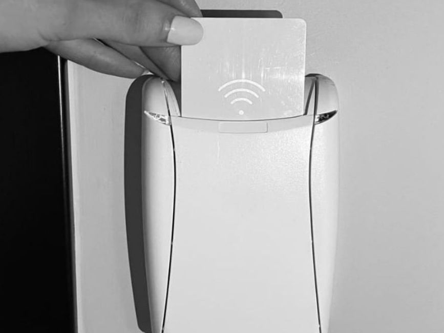 Room entrance keycard reader machine at Brady Apartment Hotel Flinders Street