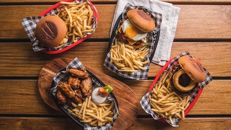 Burgers & fries served in GRUB at Mercure Penrith