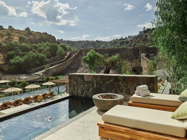 Outdoor pool area of a suite in the San Miguel de Allende city