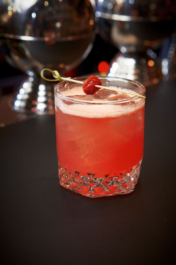 Cool watermelon Drink with ice cube & lime slice.