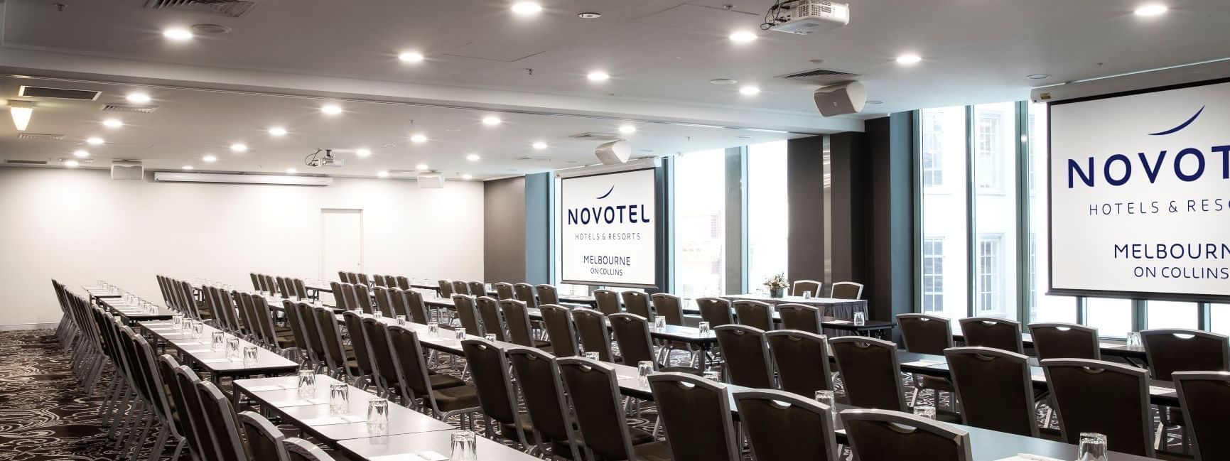 Australia Meeting room with classroom setup at Novotel Melbourn