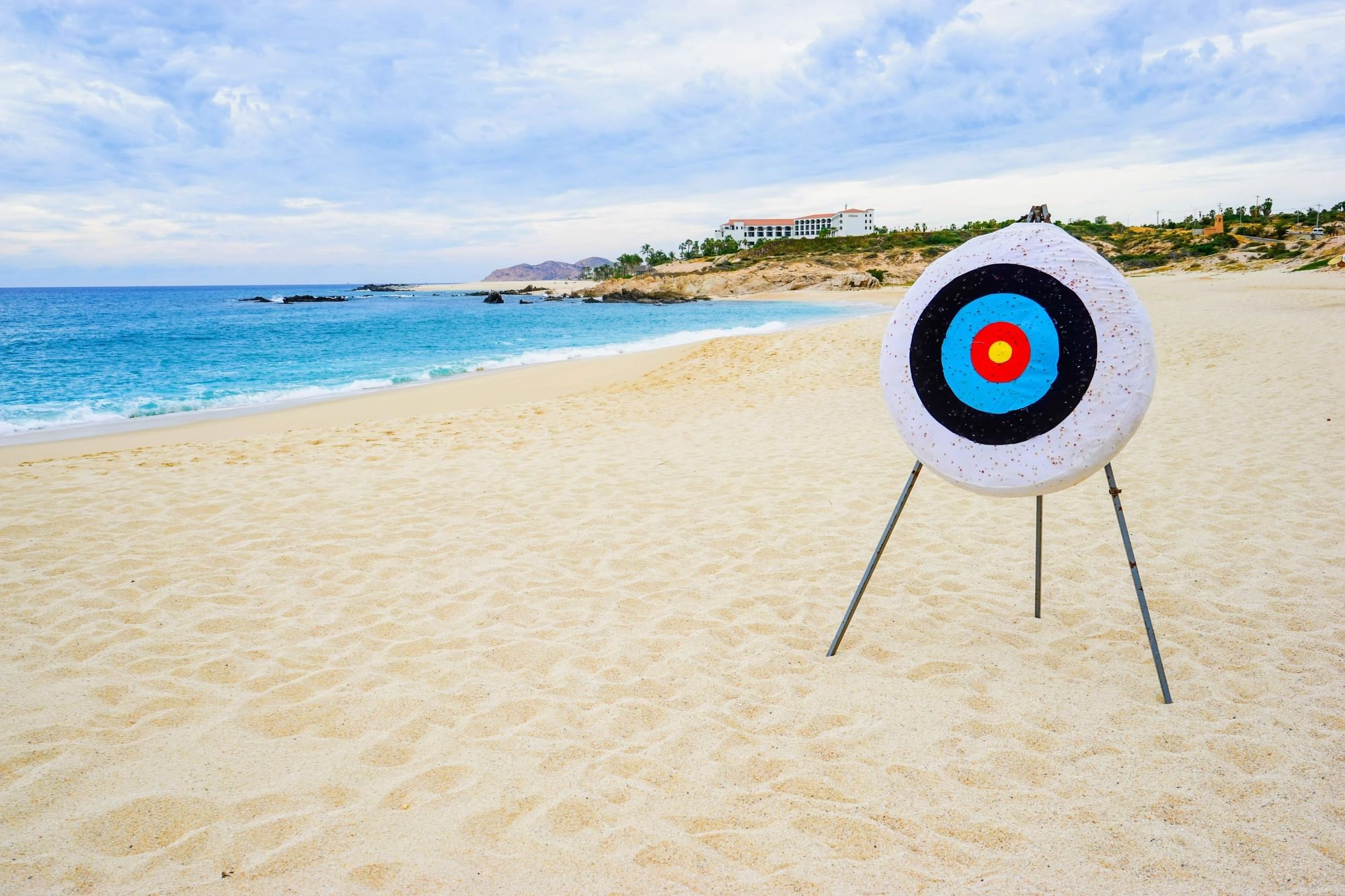 Target board arranged on a beach from Marquis Los Cabos