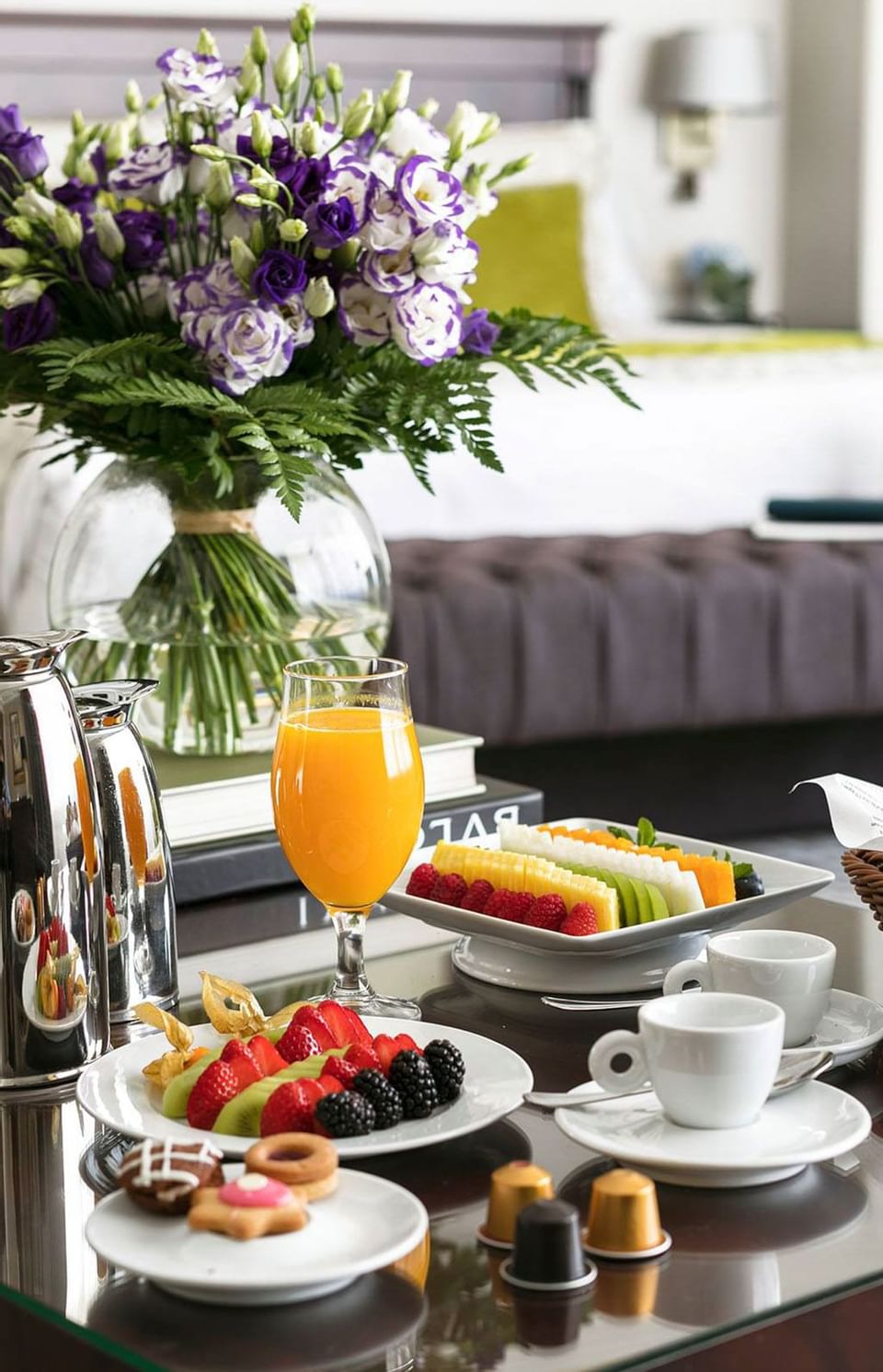 Continental breakfast in a room at Hotel Emperador Buenos Aires