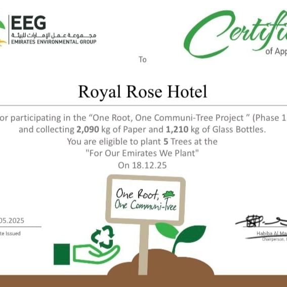 Royal Rose Hotel Abu Dhabi EEG Certificate