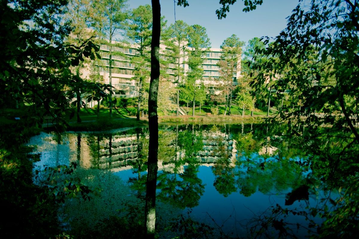 Landscape view of the Hotel & Lake at Umstead Hotel and Spa