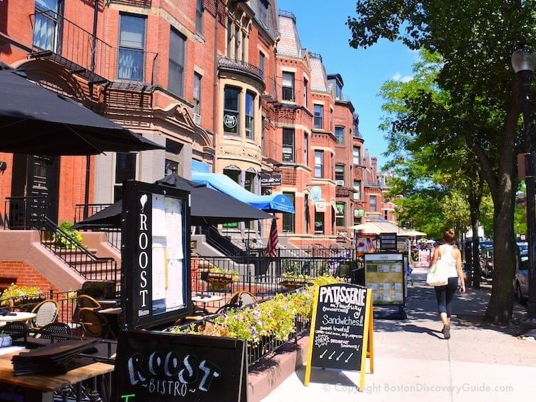 Shops along Newbury Street near The Godfrey Boston Hotel