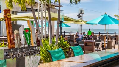 Dining area at Tiki Beach Bar in Shephard's Beach Resort