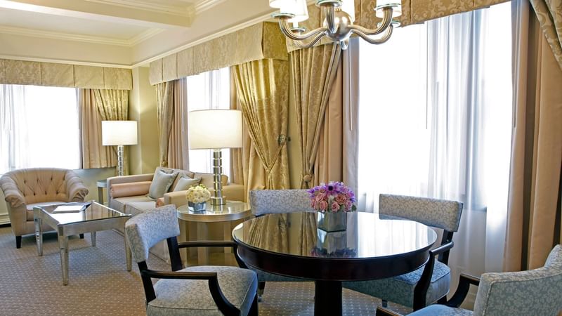 Dining area and lounge area in Suites With Terrace at Warwick New York