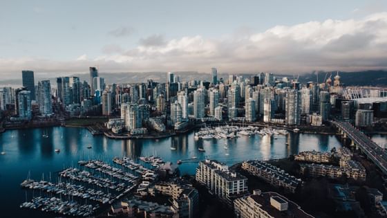 Aerial of the city view from Paradox Hotel Vancouver