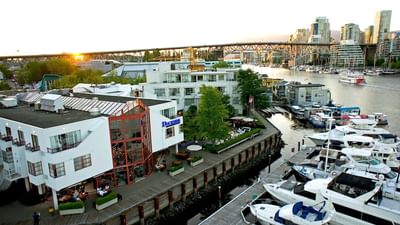 Aerial view of the Dockside Restaurant & Granville Island Hotel