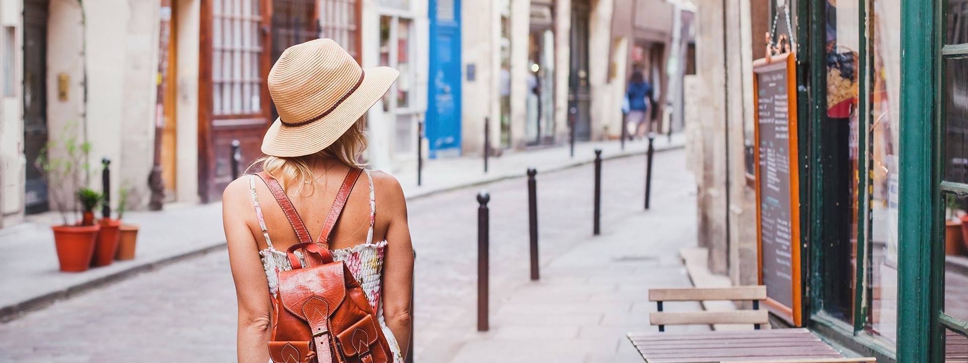 A woman walking through the streets