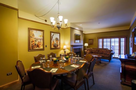 large wooden dining table in living area
