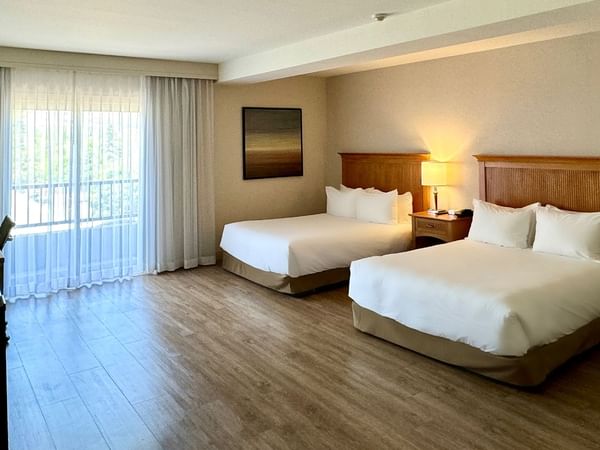Accessible hotel guestroom with two queen beds