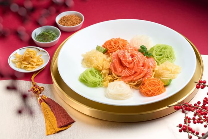 Close-up of a dish served at Fullerton Ocean Park