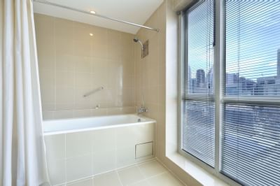 Bath area with a city view at Hotel Capitol Kuala Lumpur