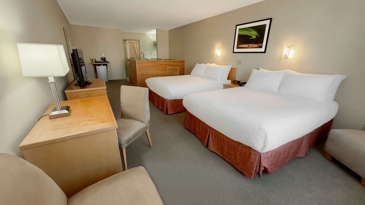 Dawson City, hotel room with two queen beds