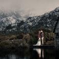 Portrait of a Bride & Groom by Dove lake near Cradle Mountain