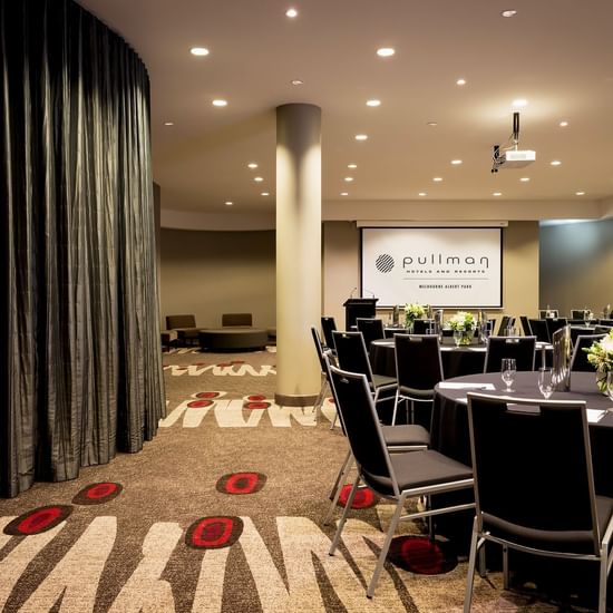 Banquet table set-up in Grand Ballroom at Pullman Albert Park