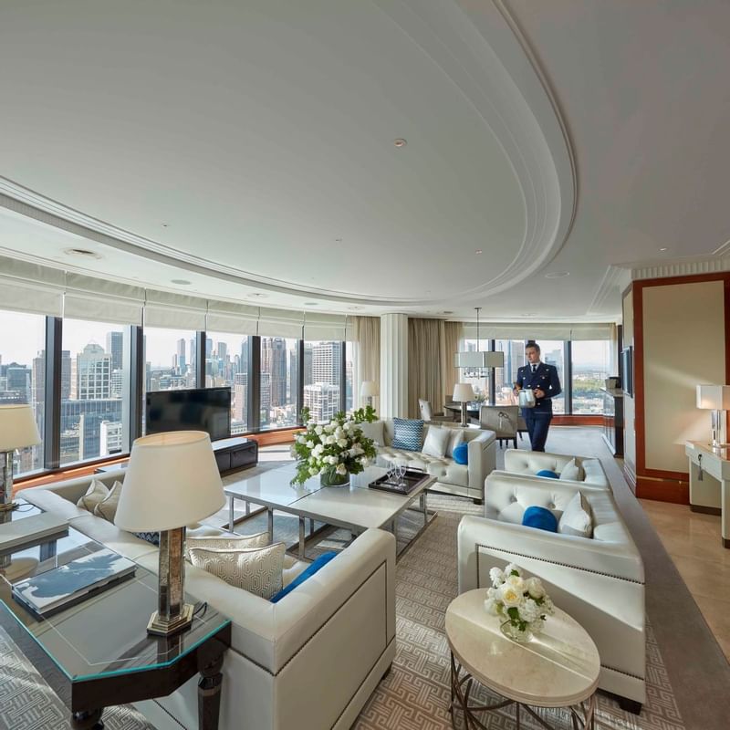 Living room in 2 Bedroom Crystal Villa at Crown Melbourne Hotel