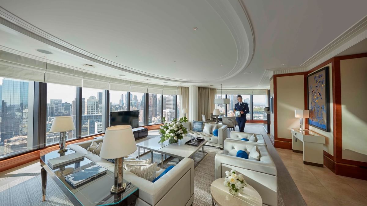 Lounge area in Two-Bedroom Crystal Villa at Crown Towers Sydney