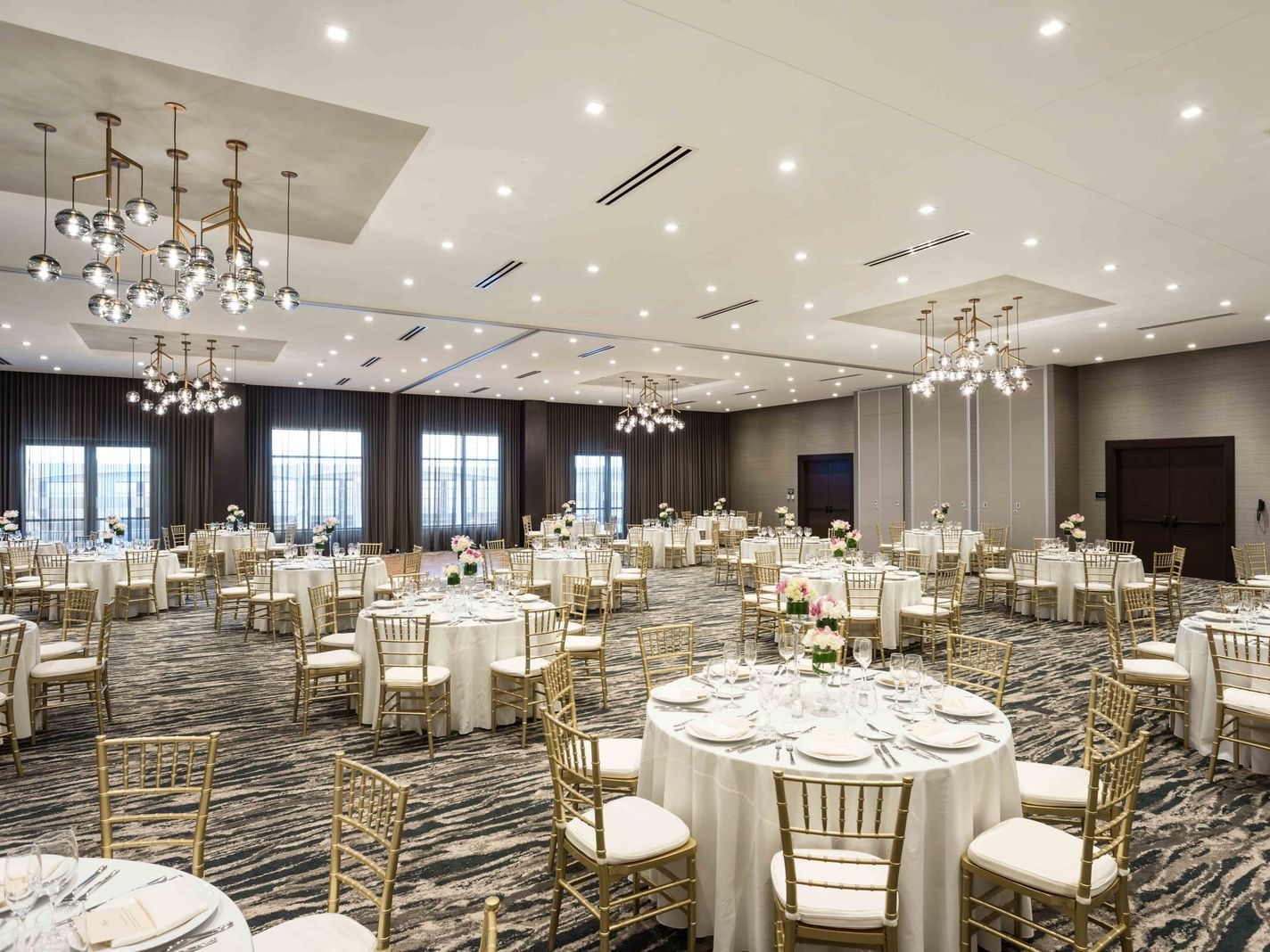 spacious event venue with round tables
