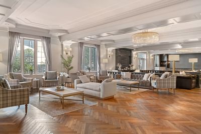 Interior of the lobby area with couches at The Madison Hotel