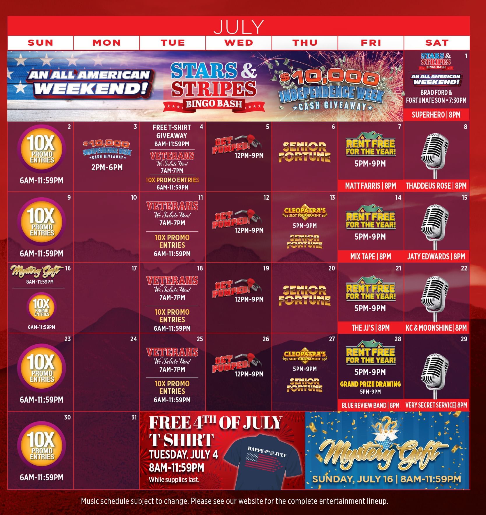 Promotion Calendar WeKoPa Casino Resort Promo