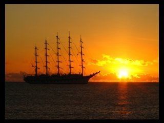 boat at sunset