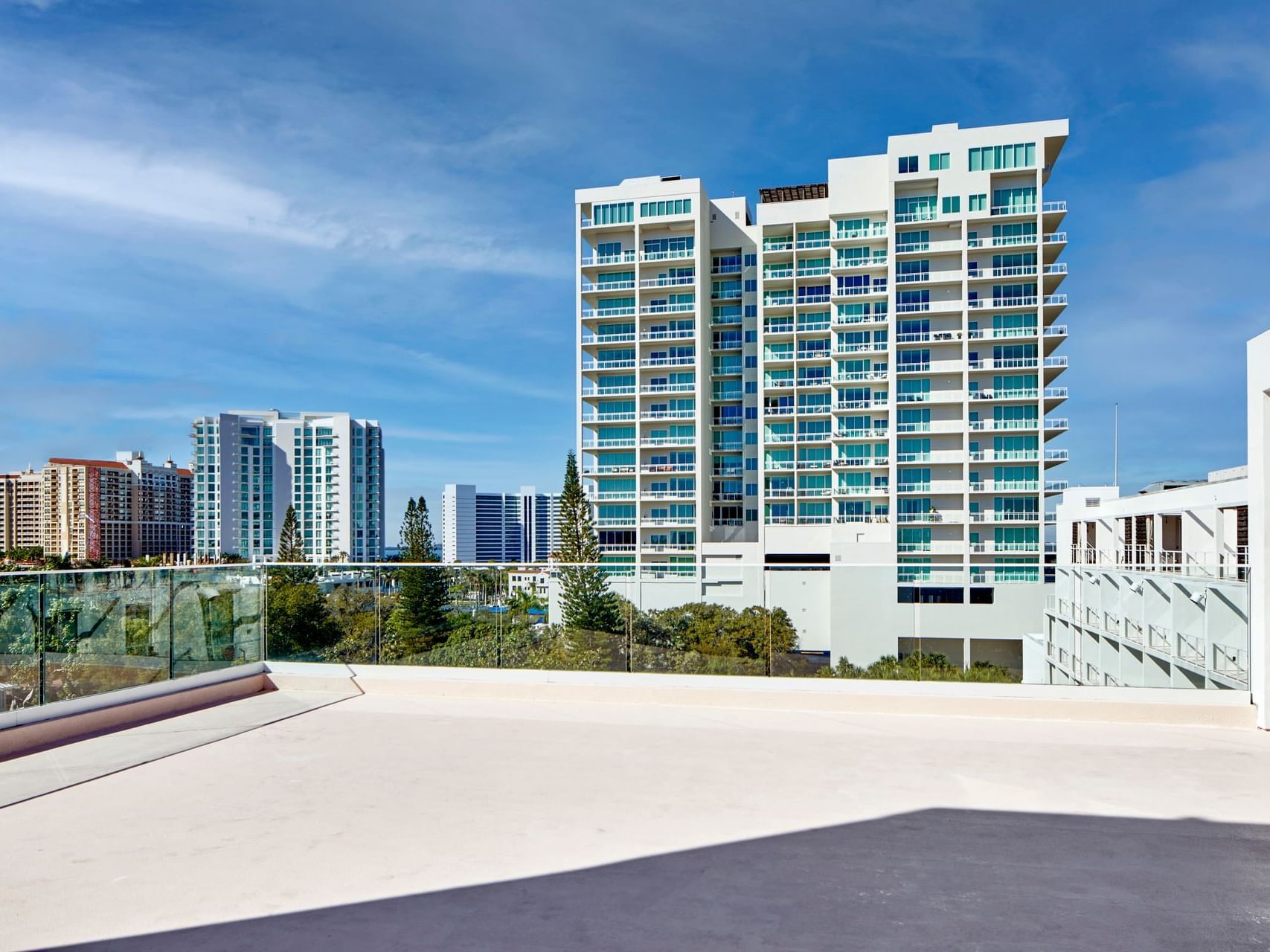 View of buildings from The Terrace at The Sarasota Modern