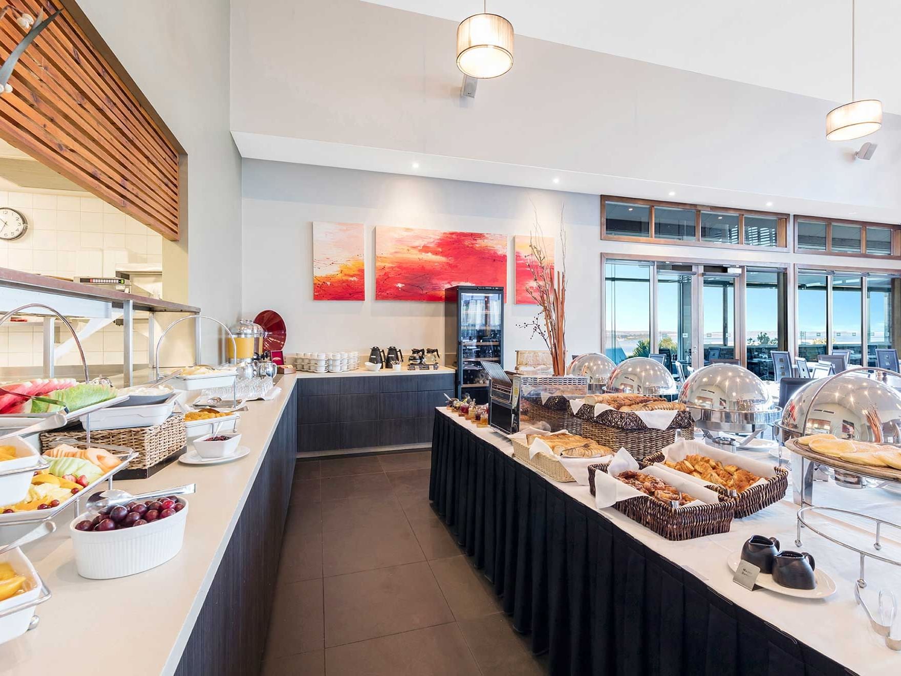buffet spread in Watermark Restaurant at Silverwater Resort
