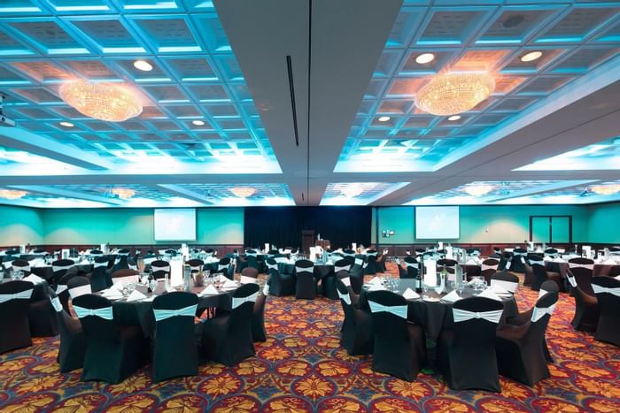 Events room with colorful lights at Royal on the Park hotel