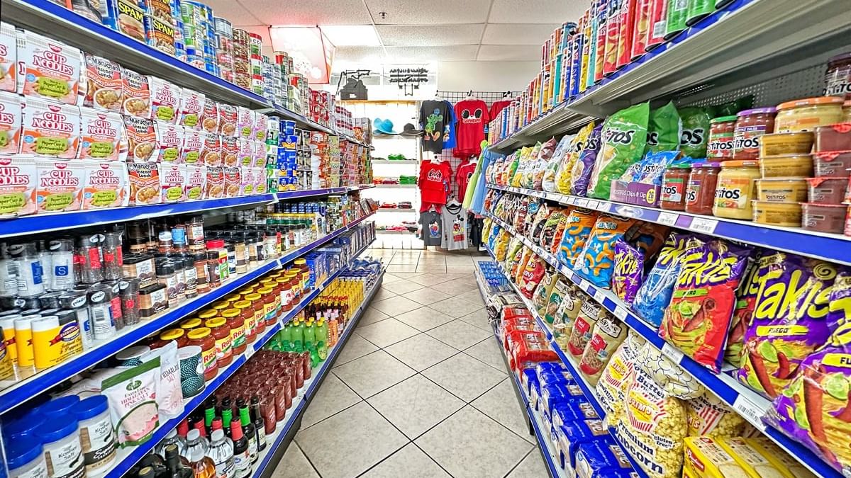 a convenience store with shelves stocked with various products