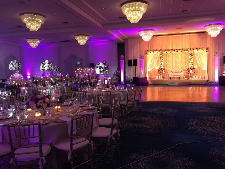 Banquet tables setup in Atlantic Ball Room at Ocean Place