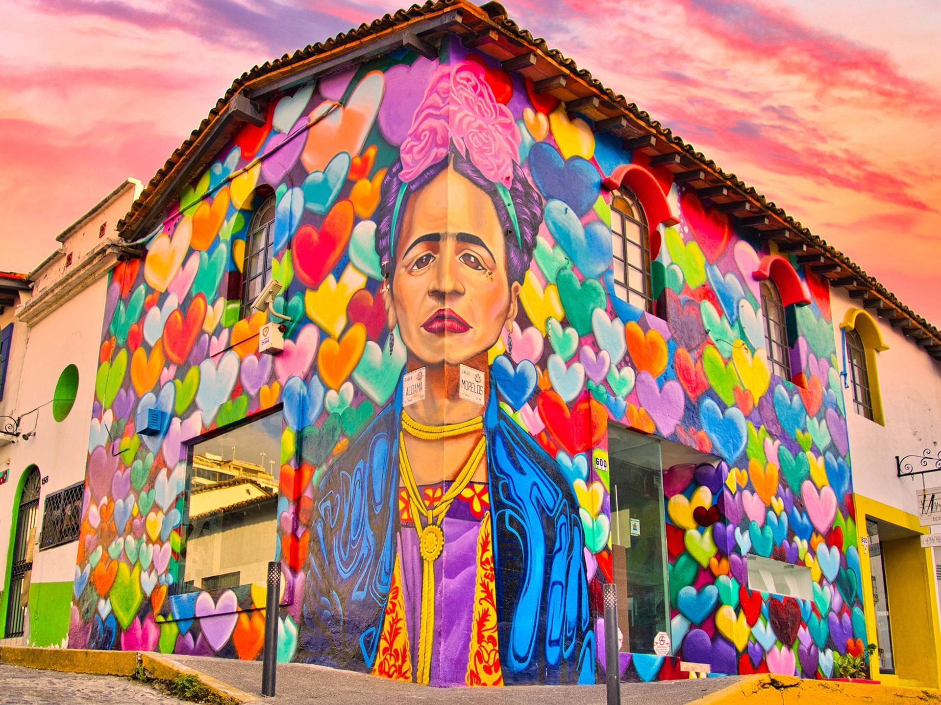 Frida Kahlo wall art in Vallarta Art Walk near Casa Dona Susana